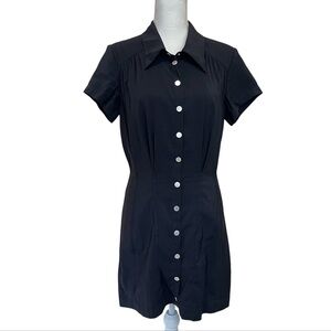 BA&SH Lady Dress - Short Sleeve Button Front Mini Dress - Black